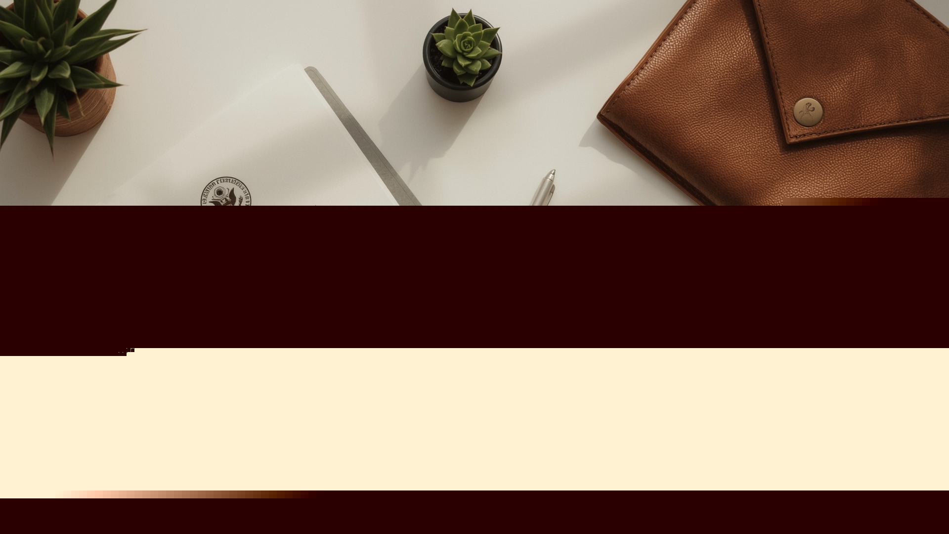 Overhead flat lay of business formation documents and ID arranged on a clean white desk
