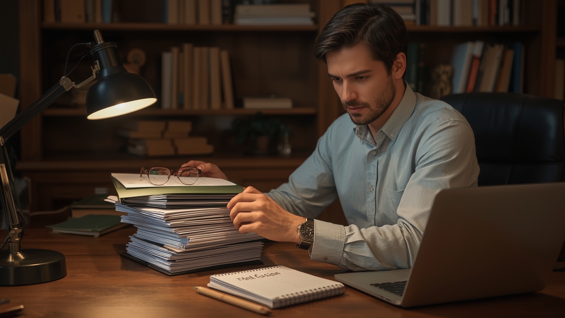 Business owner organizing financial documents to prepare for small business loan refinancing application