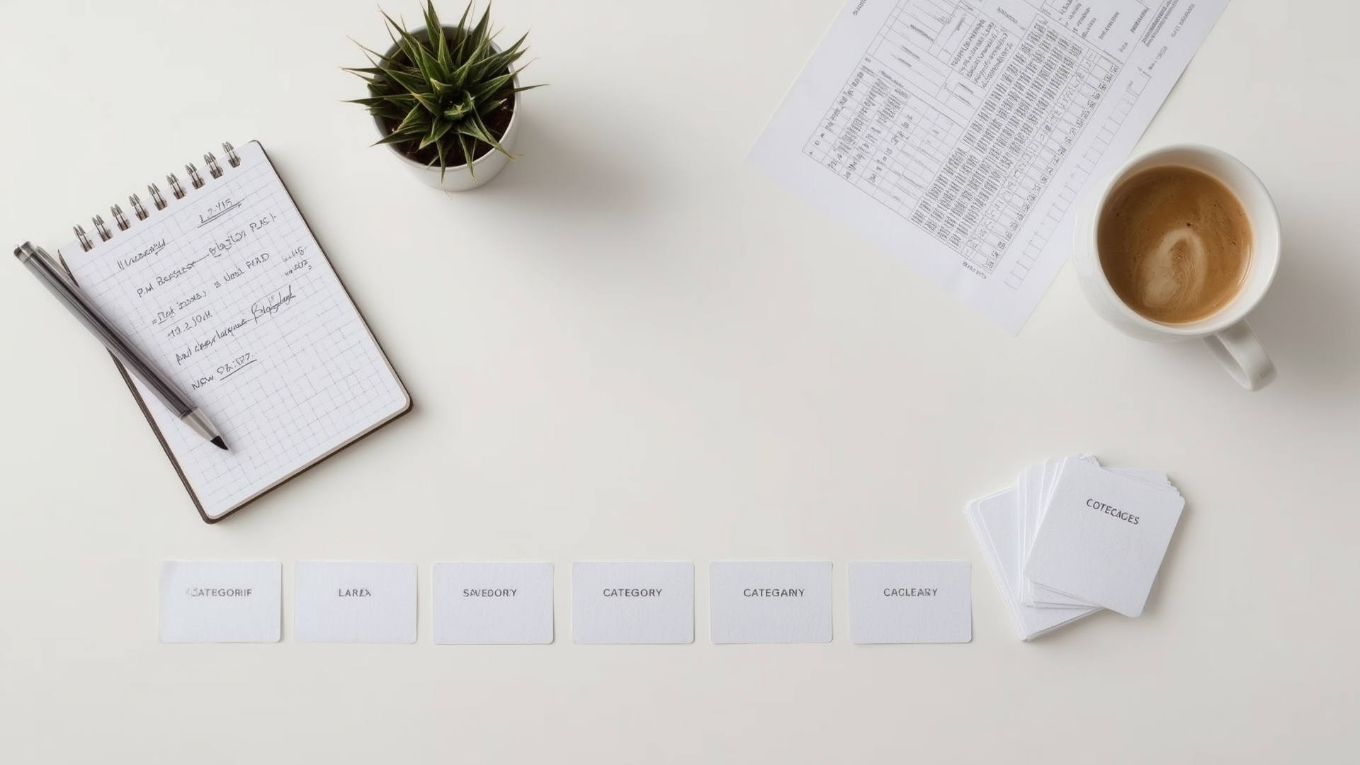 Overhead view of business finance planning materials representing loan product options
